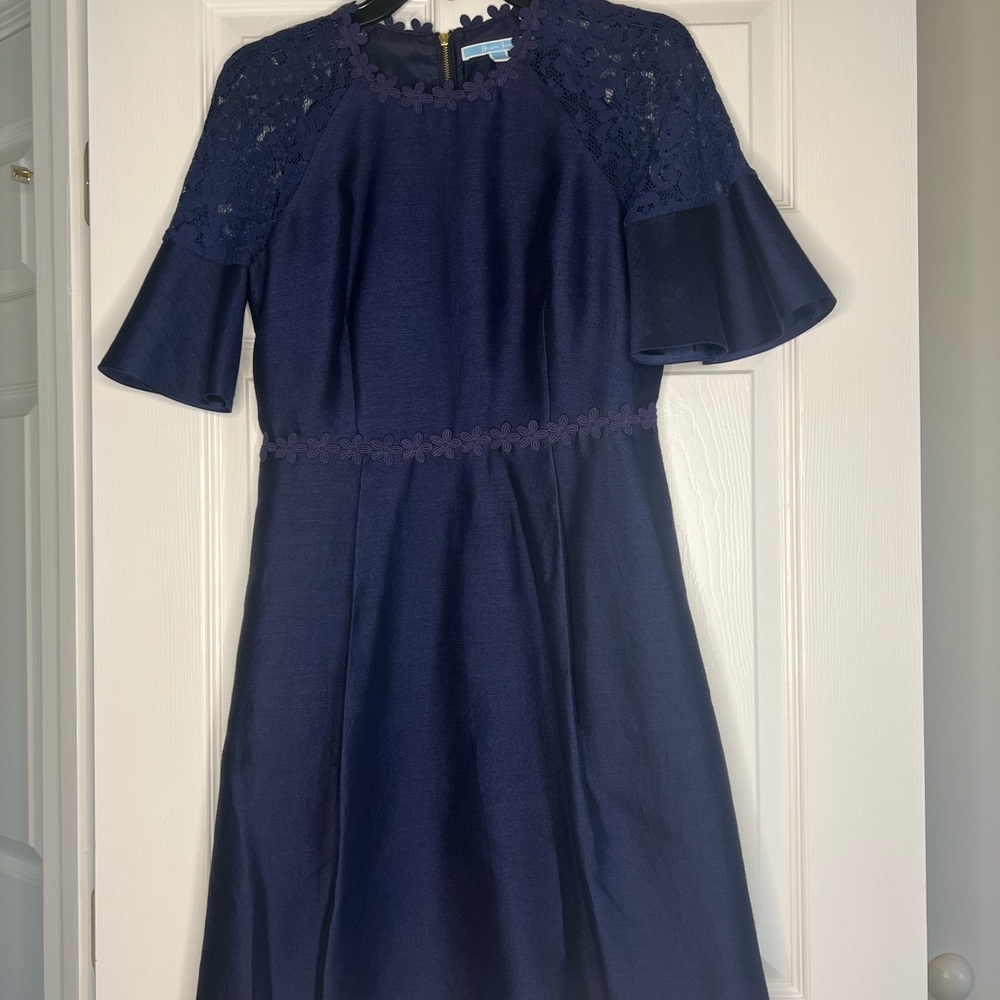 Elegant Draper James Navy Blue Dress with Lace Details